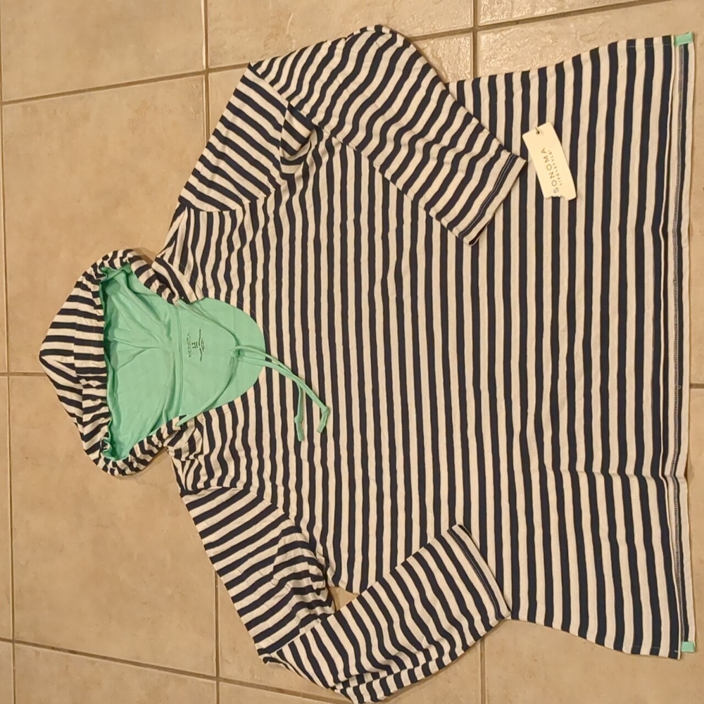 Sonoma Lightweight Striped Long Sleeve Hoodie Size 1X NWT